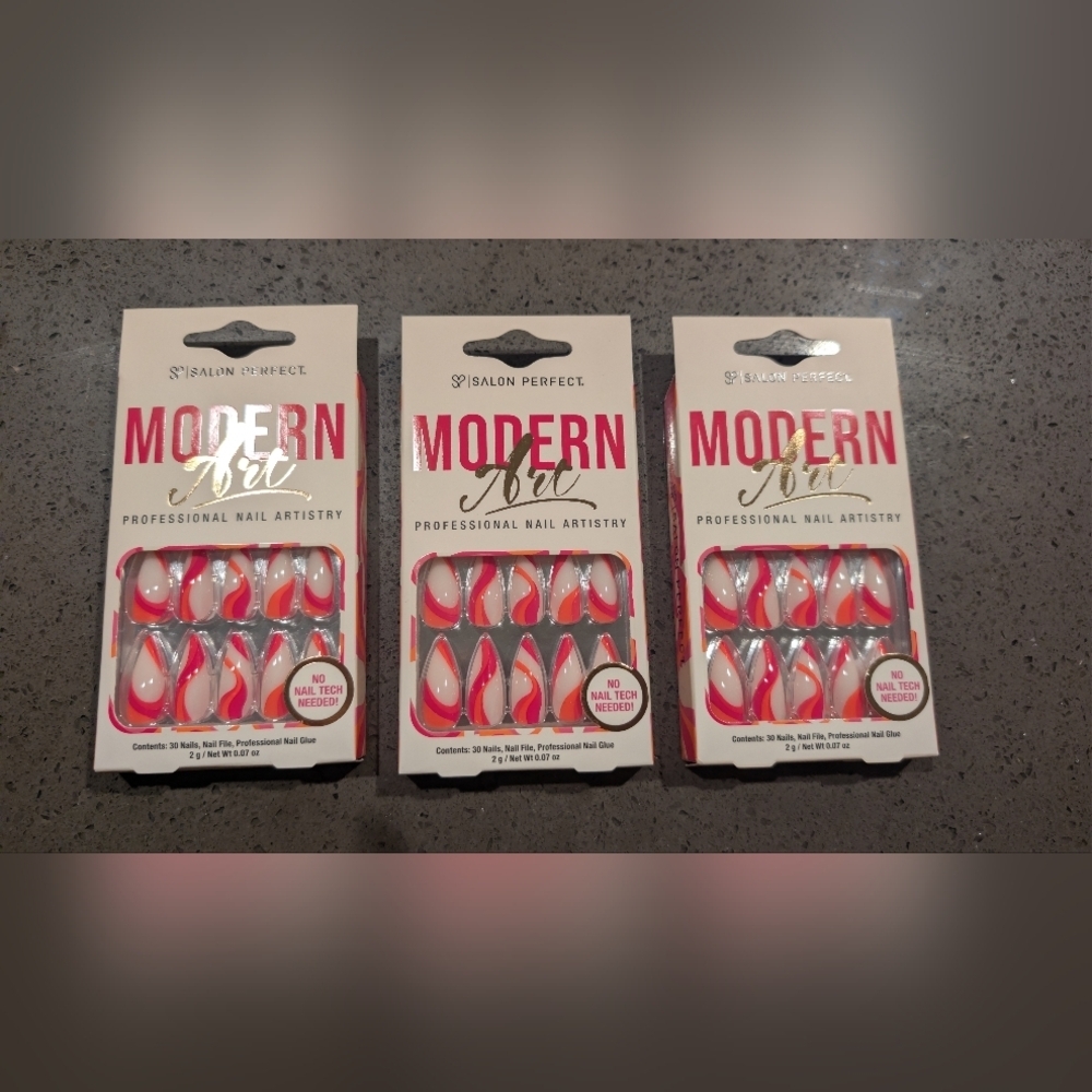 Modern Art Pink Nail Set 3 Boxes For The Price Of 1